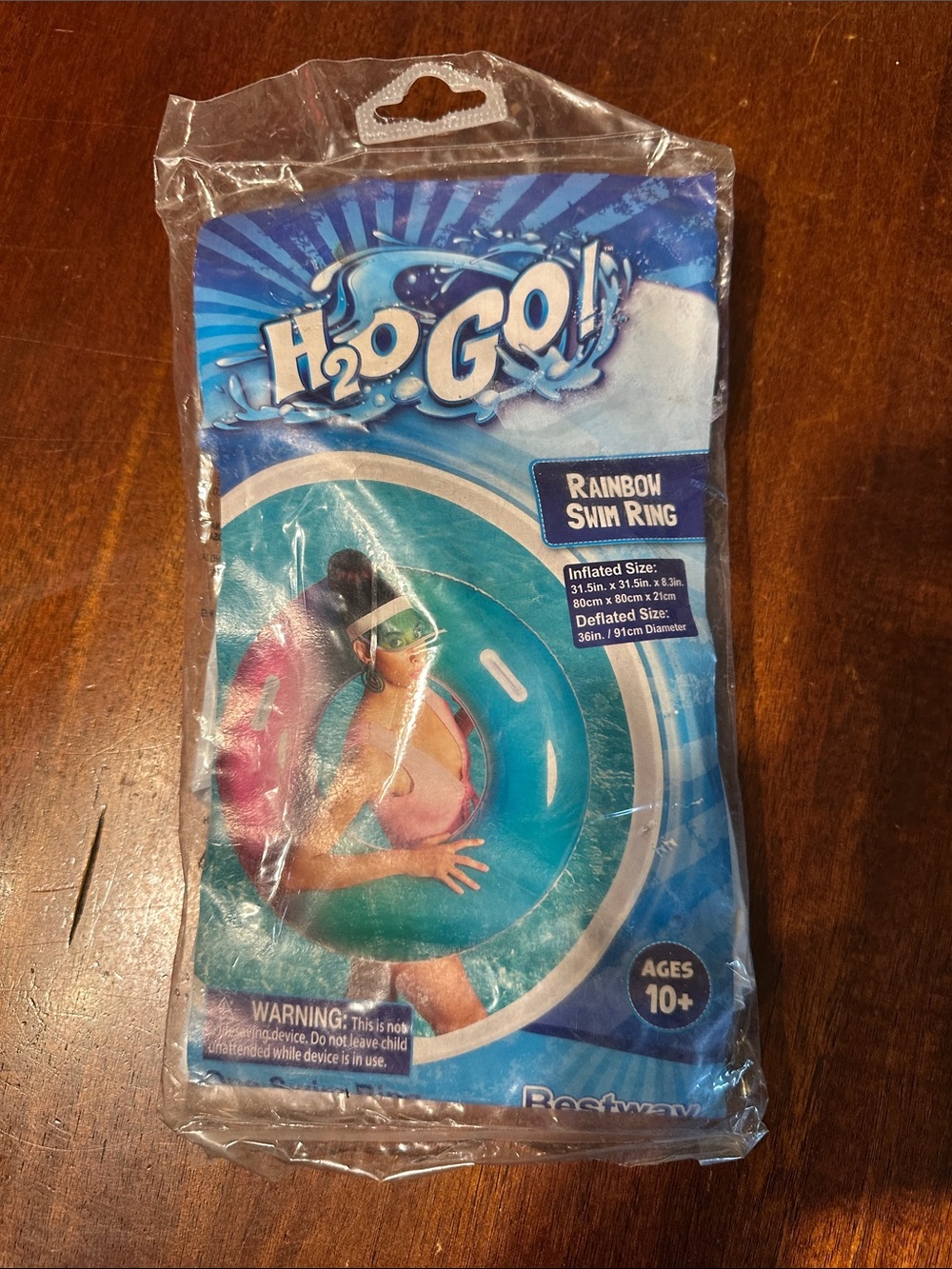 H2O GO! Rainbow Swim Ring - Teal and Pink